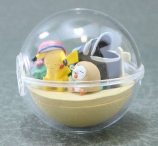 Pokemon Terrarium Rowlet Pikachu Figure Authentic 2.  5 