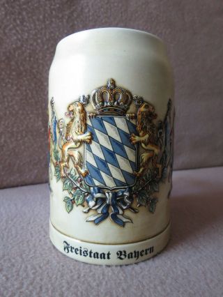 High Relief Vintage " Freistaat Bayern ".  5l Stoneware Stein: " Very Rare "