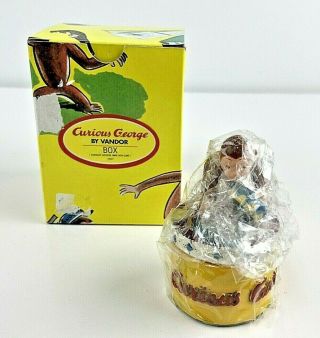 1997 Vintage Curious George Mini Box Cake Monkey By Vandor,  Open Box
