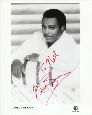 George Benson (" Give Me The Night ") Hand - Signed 1984 Vintage 10” X 8” Portrait