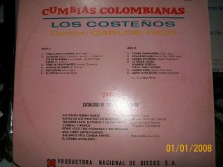 LOS COSTEÑOS CON CARLOS RICO LP CUMBIA COLOMBIANA RARE MADEN IN PERU VG, 2