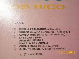 LOS COSTEÑOS CON CARLOS RICO LP CUMBIA COLOMBIANA RARE MADEN IN PERU VG, 6