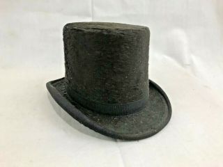 Great Orig.  Antique Salesman Sample Fur Top Hat Elsbree & Valleau 2 1/4 