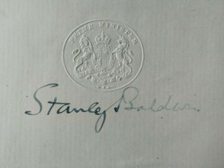 Stanley Baldwin - British Prime Minister - Politics / Conservative Autograph