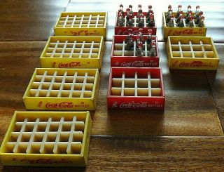Vintage Mini Coca Cola Soda Doll House Tiny Mini Miniature 9 Crates & 32 Bottles