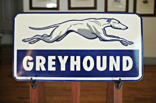 Vintage Porcelain Greyhound Bus Line Sign