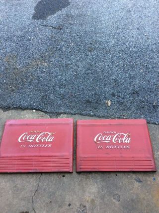 Vintage Coca - Cola - Cooler - Side Panels - Sign - Steel Embossed 14 X 18