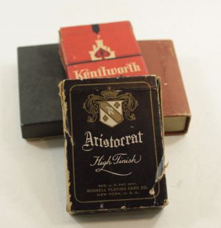 Vintage Aristocrat Playing Cards Blue High Finish Blue Back No.  3 With Tax Stamp