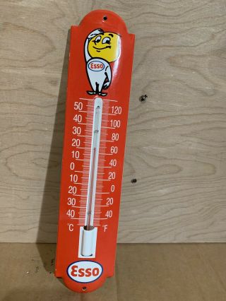 Esso Boy Service Thermometer Gas Oil Porcelain Sign
