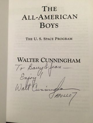 Walt Cunningham Signed Book “the All - American Boys” Astronaut