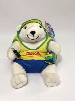 Sport Swimming Coca Cola Coke Polar Bear Plush Olympic Games 1996 Usa - Brazil