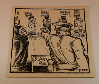 Rare 1966 Ron Cobb 7 X 7 Inch Print - Political - Police Cartoon -