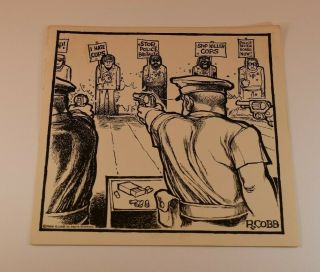 Rare 1966 RON COBB 7 x 7 Inch Print - Political - Police Cartoon - 4
