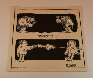 Rare 1968 Ron Cobb 7 X 7 Inch Print - Political - Evolution Cartoon -
