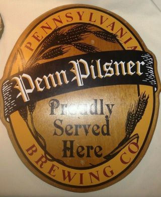 Penn Pilsner Beer Wooden Advertising Sign Pennsylvania Brewing Co Pittsburgh Pa