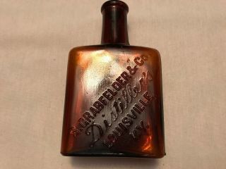 S.  Grabfelder & Co.  Vintage Amber Glass Whiskey Bottle,  Louisville,  Ky.