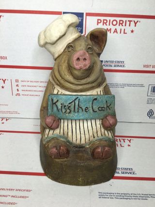 The Stone Bunny Inc.  Telle M.  Stein Pig “kiss The Cook” Pig Statue