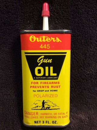 Vintage Outers 445 Gun Oil 3 Oz.  Handy Oiler Can Full Old Stock Nos