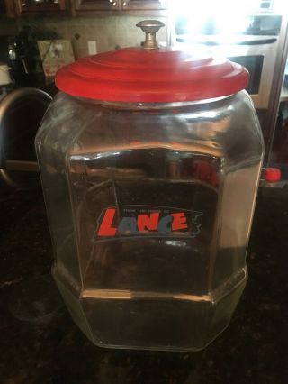 Vintage Lance Cracker Jar With Lid 8 Sided