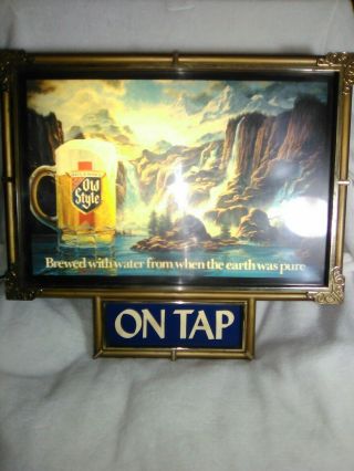Old Style Beer Sign Vintage Lighted On Tap Waterfall 1986 Bar Wall Light Box