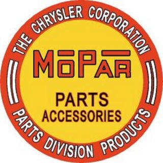 Mopar Parts Accessories Round Tin Sign Vintage Metal Garage Ad