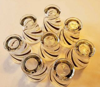 Set of 8 Vintage Mid Century Modern Swirl Cocktail Drinking Glasses 5