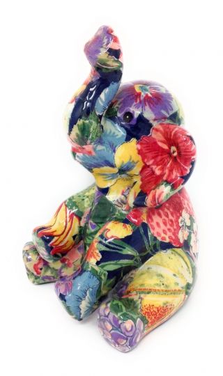 Porcelain Patchwork Multi Colored Floral Elephant By Joan Baker Designs