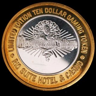1997 Gdc Rio Hotel Casino 999 Silver Strike $10 Masquerade Village Token 3rh9724