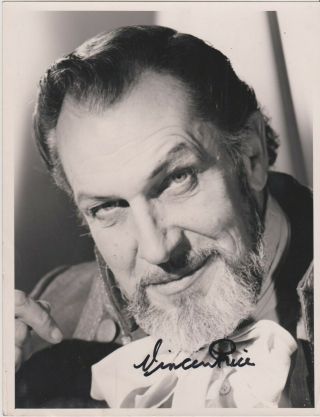 Horror Great Vincent Price - `theatre Of Blood (1973) ` Etc Signed 7x9 Pic