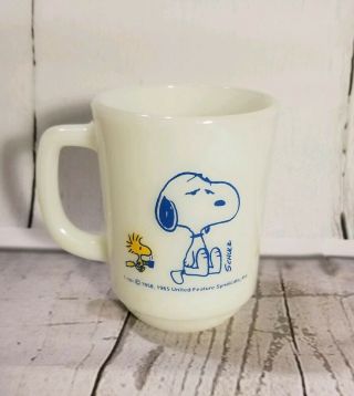 Snoopy Fireking Milk Glass Mug Vintage 1965 Woodstock I 