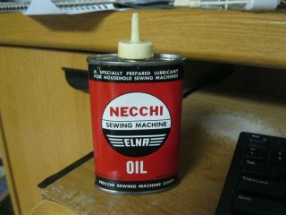 Vintage Necchi Sewing Machine Oil Can 3 Oz.  Bright Red Color