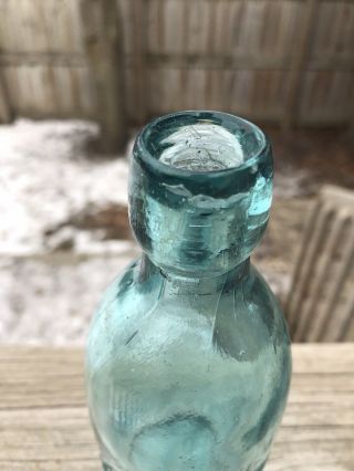 CHARLES CITY,  Iowa ROBERT SCHULZE rare teal Blob Top Soda Bottle 1870s 5