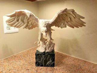 Vintage Marble Base Eagle In Flight Figure By A Santini Italy