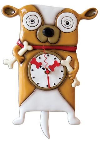 Michelle Allen Designs Wall Clock Decor Bulldog Dog Swinging Pendulum Bone