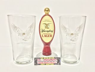 Yuengling Traditional Lager Beer Tap Handle,  (2) Pint Beer Glasses -