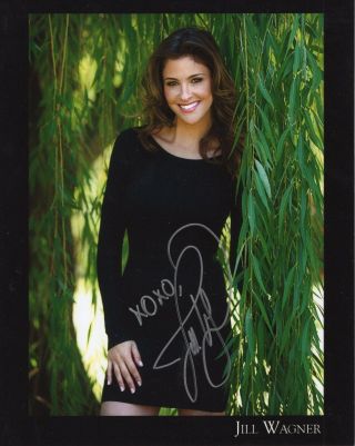 Jill Wagner Hand Signed 8x10 Color Photo,  Sexy Pose In Black Dress