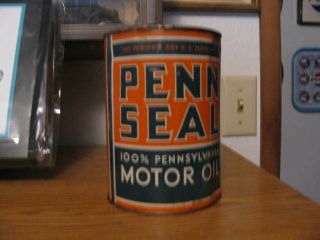 Penn Seal 100 Pennsylvania Motor Oil One Quart Metal Oil Can Full