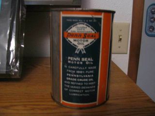 PENN SEAL 100 PENNSYLVANIA MOTOR OIL one quart metal oil can full 3