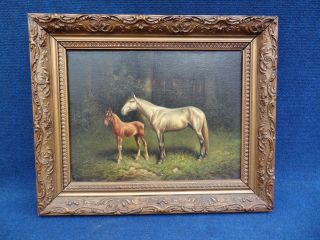 Merry And Foal L.  M.  Webb 1918 Oil Painting As Found