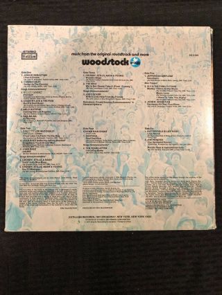 WOODSTOCK 1970 3 LP SET JIMI HENDRIX THE WHO CSN&Y COTILLION SD3 - 500 VG 2