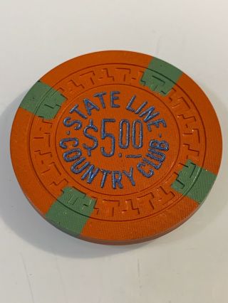 State Line Country Club $5 Casino Chips Lake Tahoe Nevada 3.  99