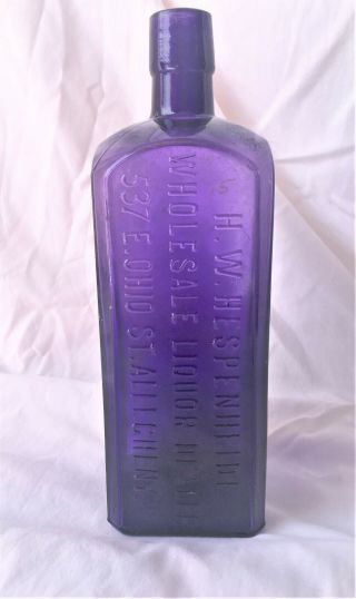 Pre - Prohibition Embossed H.  W.  Hespenheide Amethyst Liquor Bottle
