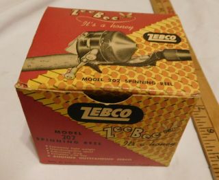 Vintage Zebco Zee Bee Model 202 Spinning Reel Empty Box Fishing Fish Usa