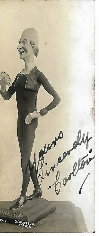 Carlton (1881 - 1942) Vintage Music Hall Performer " The Human Hairpin " Signed Pic