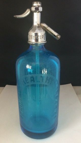 Vintage Blue Seltzer Bottle Cohen 