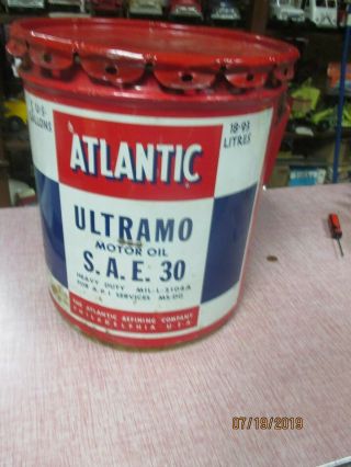 Atlantic Ultramo Motor Oil 5 Gallon Oil Bucket Can