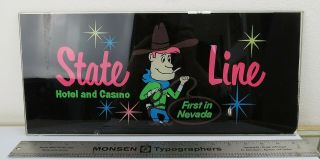Stateline Hotel & Casino Nevada 1960s Mid Century Starburst Cowboy Glass Sign