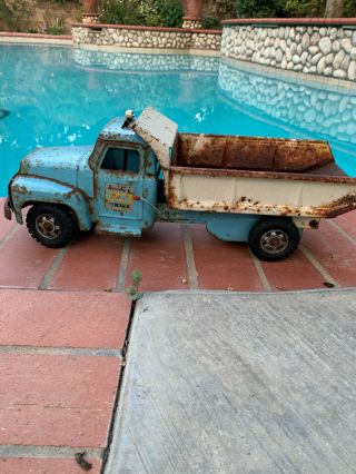 Vintage Buddy L Hydraulic Dump Truck,  Pressed Steel Toy,  Finger Tip Steer