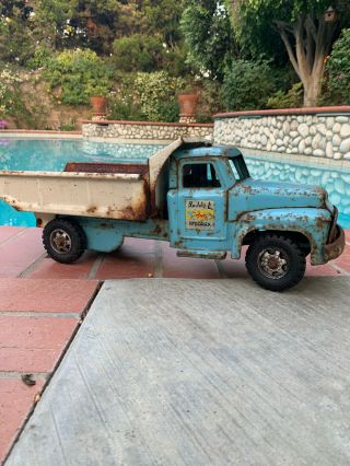 Vintage Buddy L Hydraulic Dump Truck,  Pressed Steel Toy,  Finger Tip Steer 3