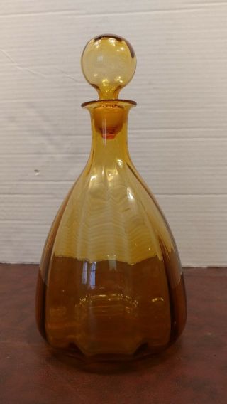 Amber Yellow Vintage Glass Wine Liquor Decanter